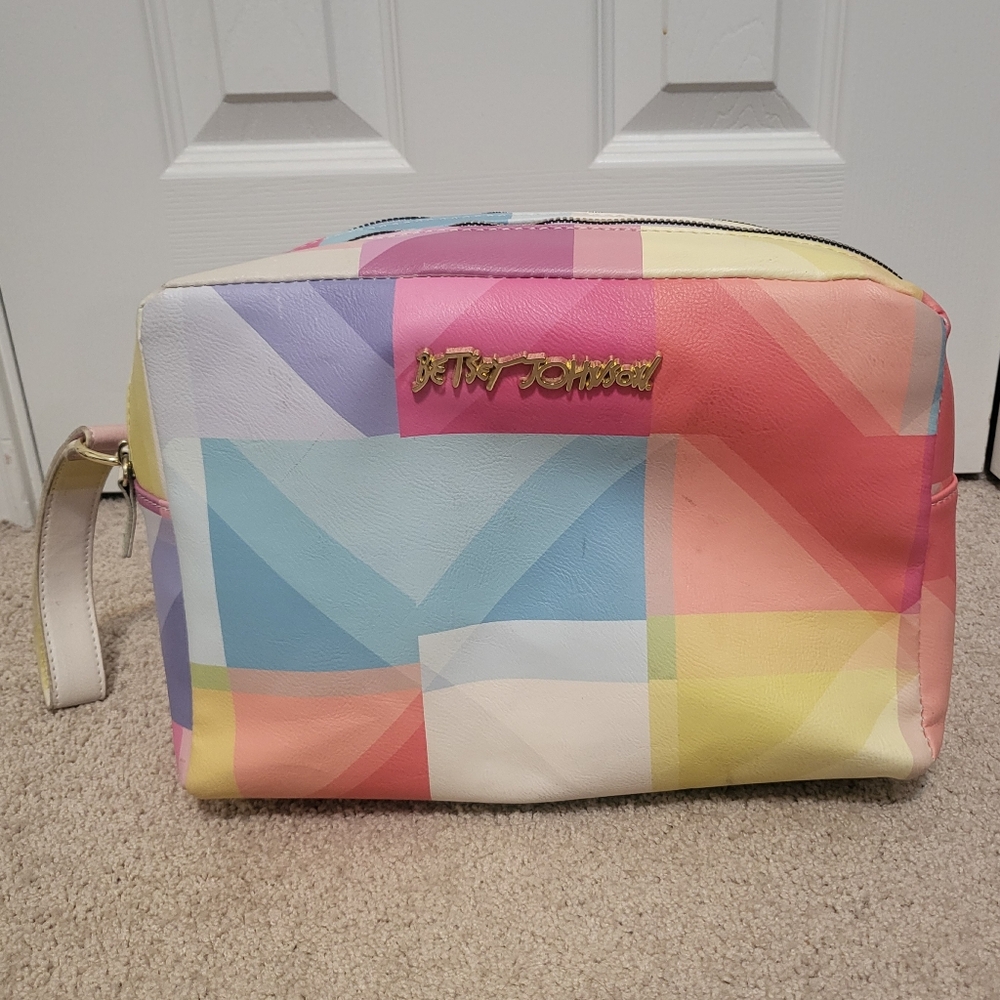 Betsey Johnson Women's Multi Color Block Weekender Cosmetic Case